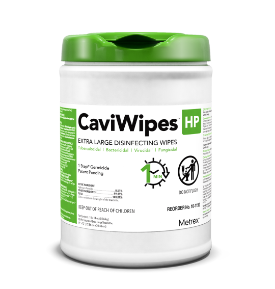 Metrex CaviWipes HP XL Surface Disinfectant Cleaner Peroxide Based Manual Pull Wipe 16-1150
