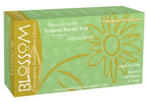 Blossom Avocado Green Chloroprene Powder Free Textured Exam Gloves BM 97325-CHL-LG-PF