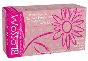 Blossom Pink Chloroprene Powder Free Textured Exam Gloves BM 97715-CHL-P-PF