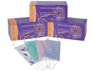 Blossom 3-PLY Latex Free Facemask Round Elastic Earloop (3 Ply Latex Free Ear Loop – Level 2) FM-B1001 (Blue)