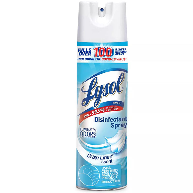 Lysol | Lysol Disinfectant Spray, Sanitizing and Antibacterial Spray, Crisp Linen, 19 fl Oz | 259737-1