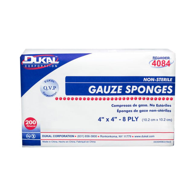 Dukal | Non-Sterile Gauze Sponges 4" x 4" 8-Ply | 4084