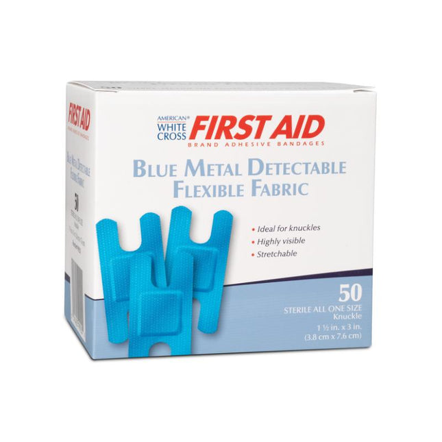 Dukal | Metal Detectable Fabric Adhesive Bandages Knuckleband 1-1/2 x 3, Blue | 99920