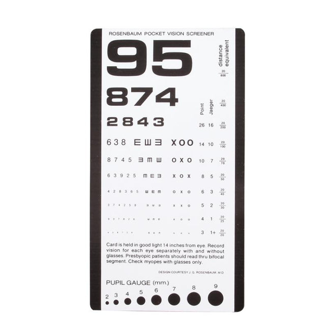 Dukal | Plastic Pocket Eye Test Chart | 3053-D