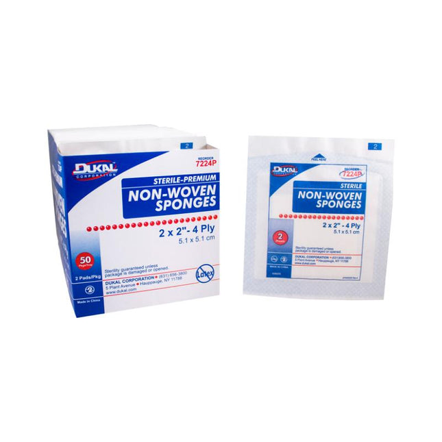 Dukal | Sterile Premium Non-Woven Sponges 2" x 2" 4-Ply | 7224P