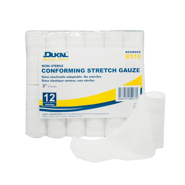 Dukal | Non-Sterile Basic Care Conforming Stretch Gauze 3" | 8518