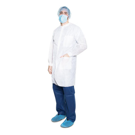 White Lab coats with Pockets Medium, White | 341P | | Disposable Jackets & Coats, Disposable Scrubs & Coveralls, Personal Protection, White | Dukal | SurgiMac