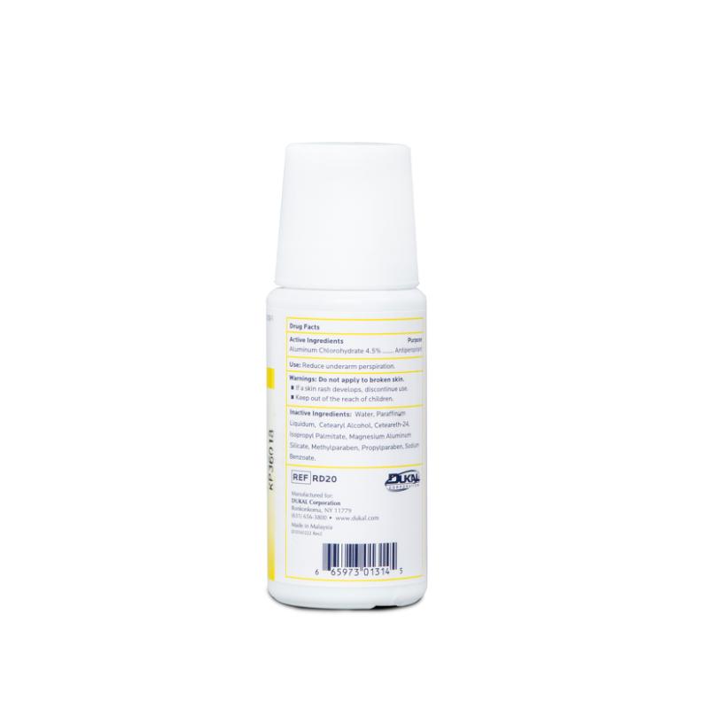 Dukal | Roll On Antiperspirant & Deodorant, Unscented 2 oz | RD20