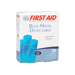 Dukal | Metal Detectable Fabric Adhesive Bandages 1 x 3, Blue | 99918