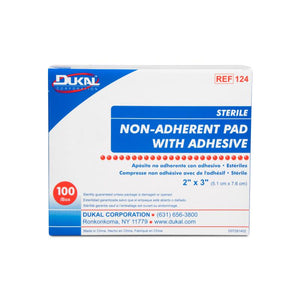 Dukal | Sterile Non Adherent Pad with Adhesive 2" x 3" | 124