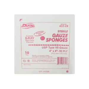 Dukal | Sterile X-Ray Detectable Type VII Gauze Sponges 4" x 4" 32-Ply | 432-2X