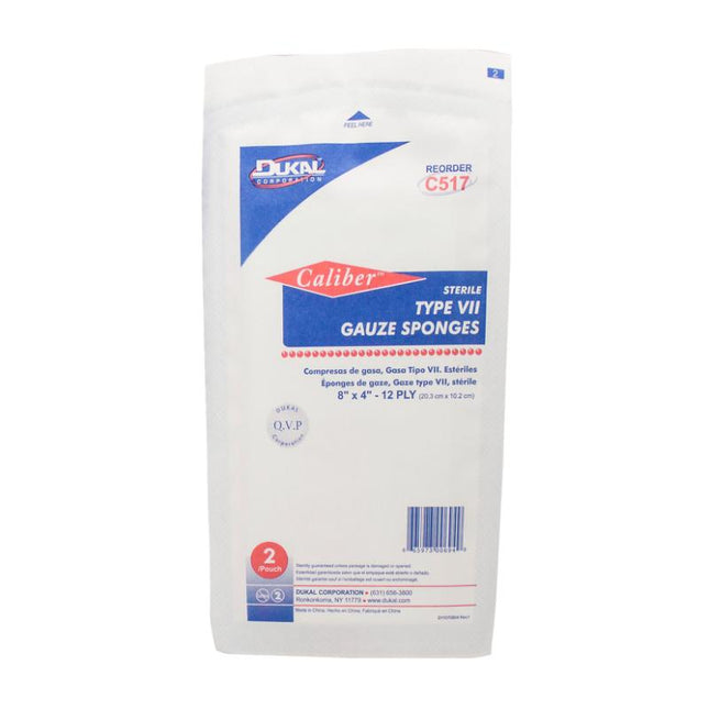 Dukal | Sterile Type VII Gauze Sponges 8" x 4" 12-Ply | C517