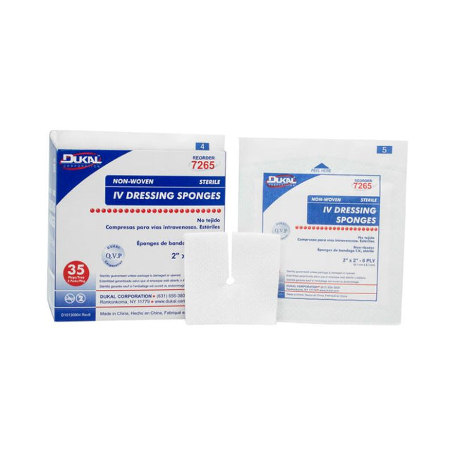 Dukal | Sterile Non-Woven I.V. Sponges 2" x 2" 6-Ply | 7265