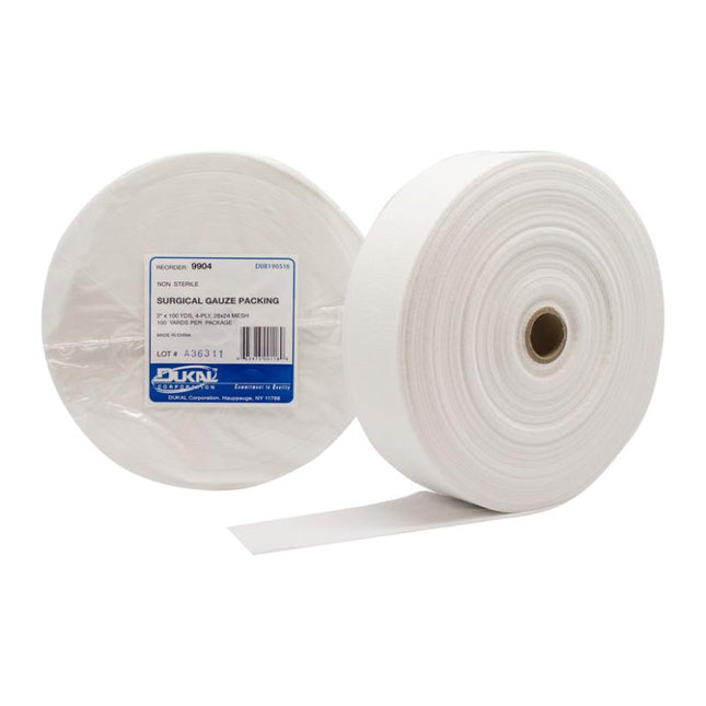 Dukal | Non-Sterile Gauze Packing Roll 2" x 100 yd 4-Ply | 9904