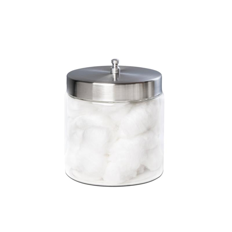Dukal | Tech-Med Sundry Jar Glass Clear 3 X 3 Inch, Stainless Steel Lid | 4014