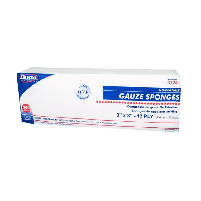 Dukal | Non-Sterile Gauze Sponges 3" x 3" 12-Ply | 3124