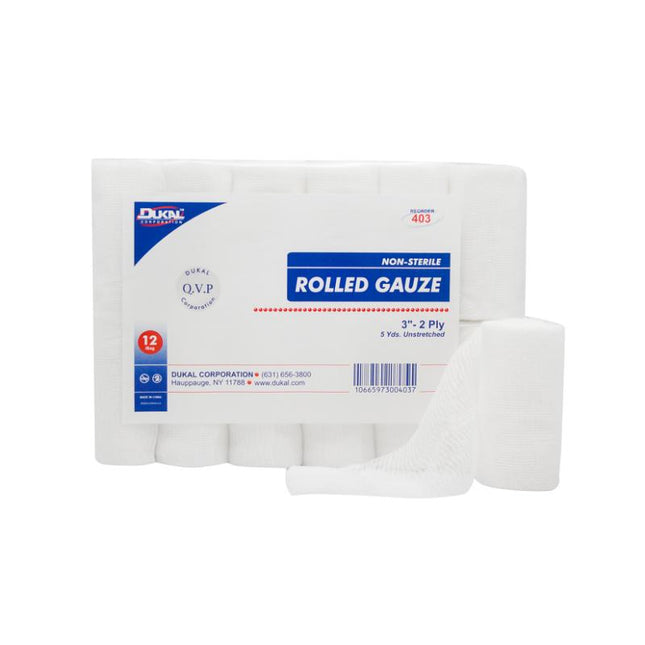 Dukal | Non-Sterile Rolled Gauze 3" x 5 yd 2-Ply | 403