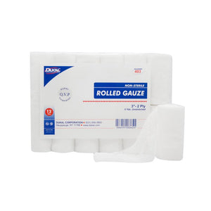 Dukal | Non-Sterile Rolled Gauze 3" x 5 yd 2-Ply | 403
