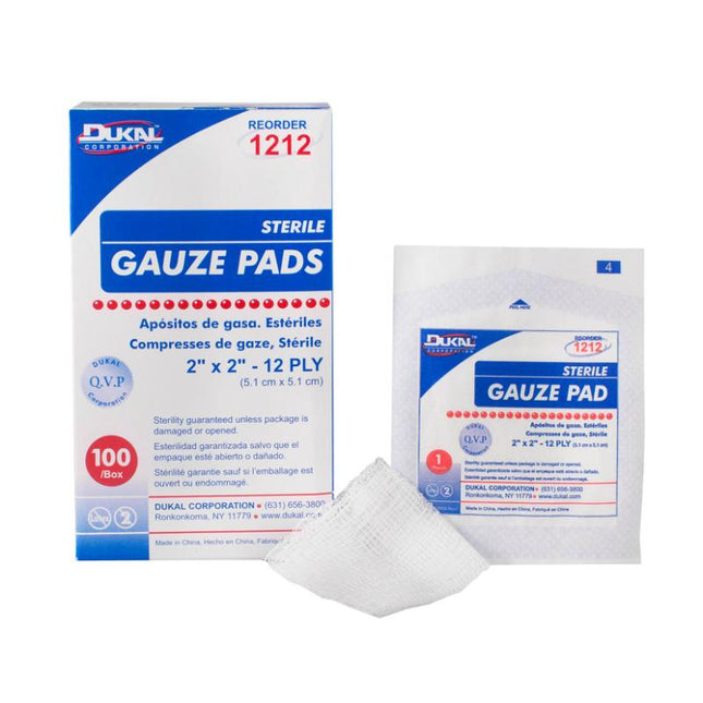 Dukal | Sterile Gauze Pad 2" x 2" 12-Ply | 1212