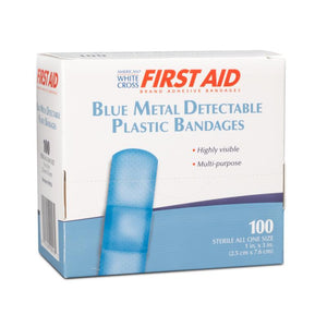 Dukal | Metal Detectable Plastic Adhesive Bandages 1 x 3, Blue | 99916