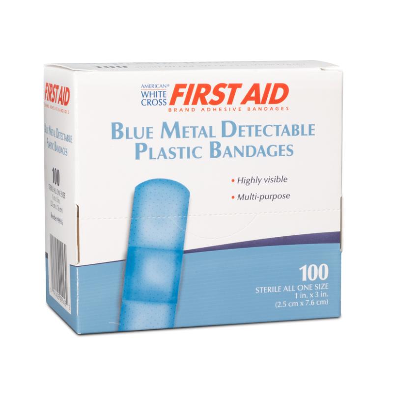 Dukal | Metal Detectable Plastic Adhesive Bandages 1 x 3, Blue | 99916