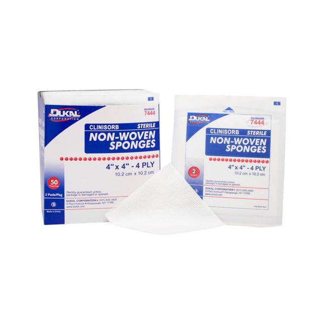 Dukal | Sterile Clinisorb Non-Woven Sponges 4" x 4" 4-Ply | 7444