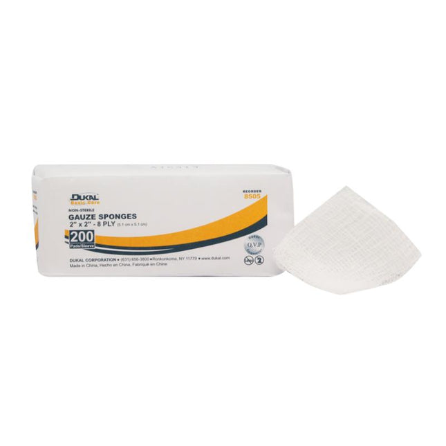 Dukal | Non-Sterile Basic Care Gauze Sponge 2" x 2" 8-Ply | 8505