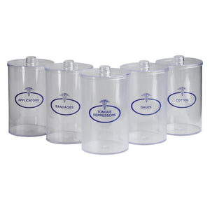 Dukal | Clear Plastic Sundry Jars, Blue Imprint, Plastic Lids, 6½"H x 4¼"Dia, 5/cs | 4011