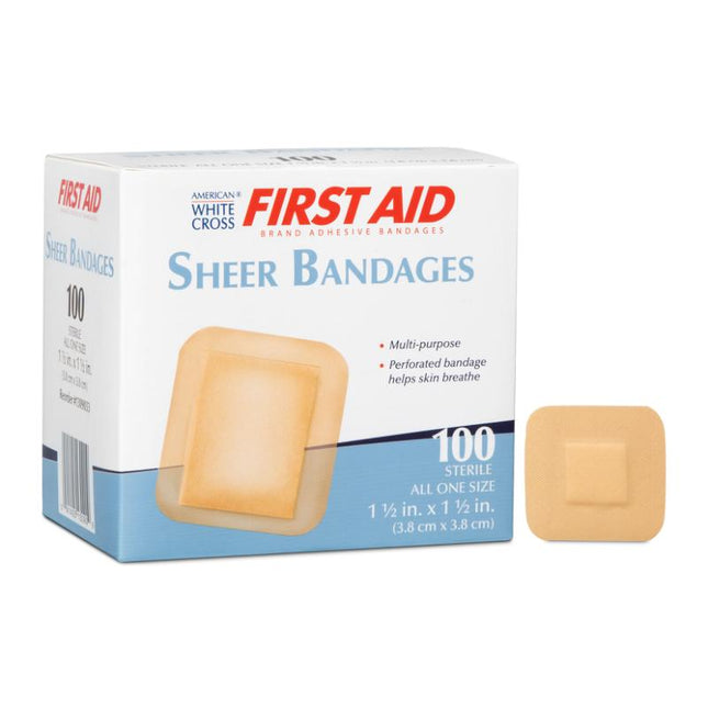 Dukal | Sheer Adhesive Bandages 1-1/2 x 1-1/2 | 1309033