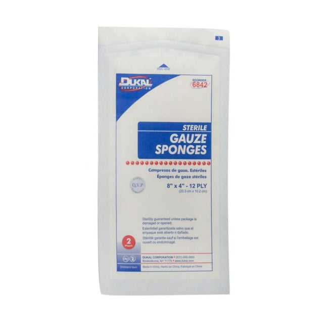 Dukal | Sterile Gauze Sponges 8" x 4" 12-Ply | 6842