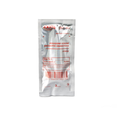 PVP-I Prep Swabstick, 3's, 4", Bulk, 3/pch, 500 pch/cs
