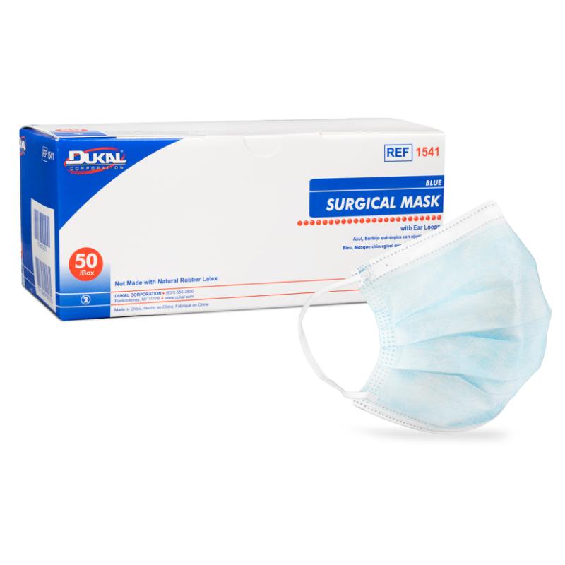 Dukal | Surgical Mask with Ear Loop 3-Ply, Blue | 1541
