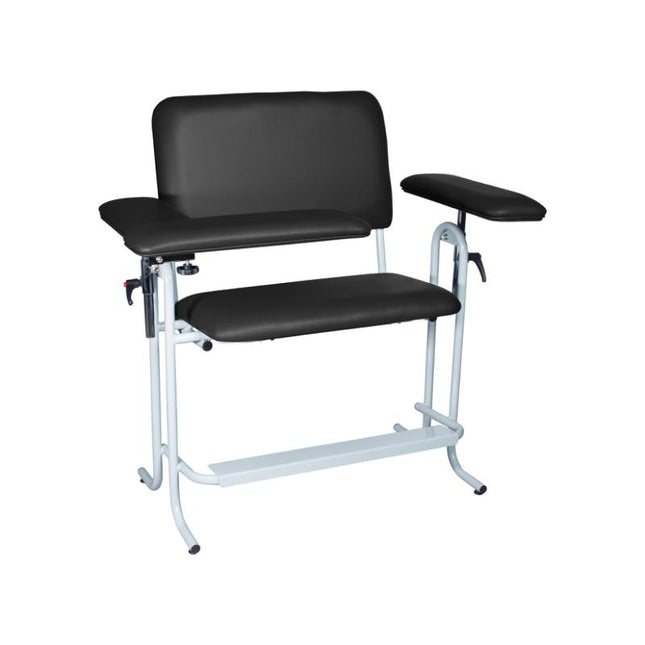 Dukal | Blood Draw Chair, Tall, Wide, Upholstered, with Flip Arm, Black | 4386XF-BLK