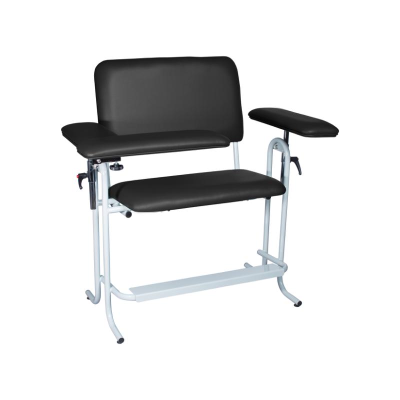 Dukal | Blood Draw Chair, Tall, Wide, Upholstered, with Flip Arm, Black | 4386XF-BLK