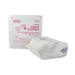 Dukal | Sterile X-Ray Detectable Type VII Gauze Sponges 8" X 4" 12-Ply | 482-2X