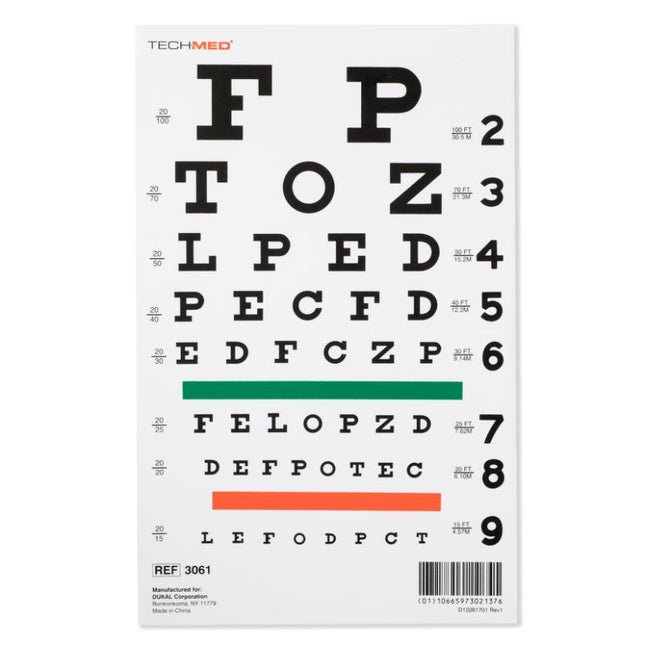 Dukal | Illuminated Snellen Eye Chart 20 ft | 3061-D