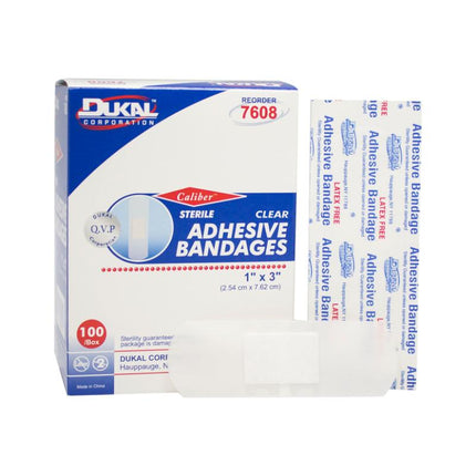 Sheer Adhesive Bandages 1 x 3 | 7608 | | Adhesive Bandages, Clear Bandages, Plastic Bandages, Sheer | Dukal | SurgiMac