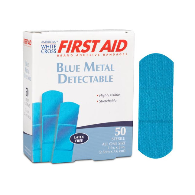 Dukal | Metal Detectable Fabric Adhesive Bandages 1 x 3, Blue | 99918