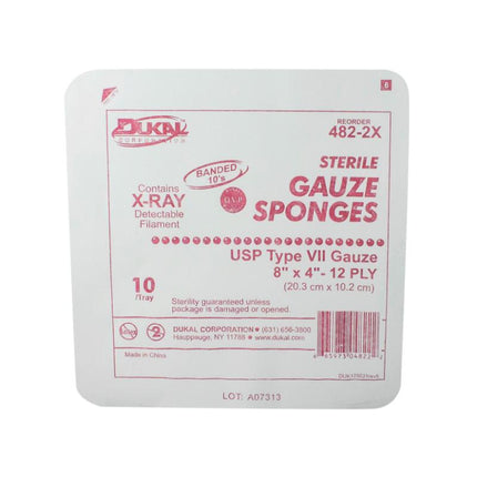 Sterile X-Ray Detectable Type VII Gauze Sponges 8" X 4" 12-Ply