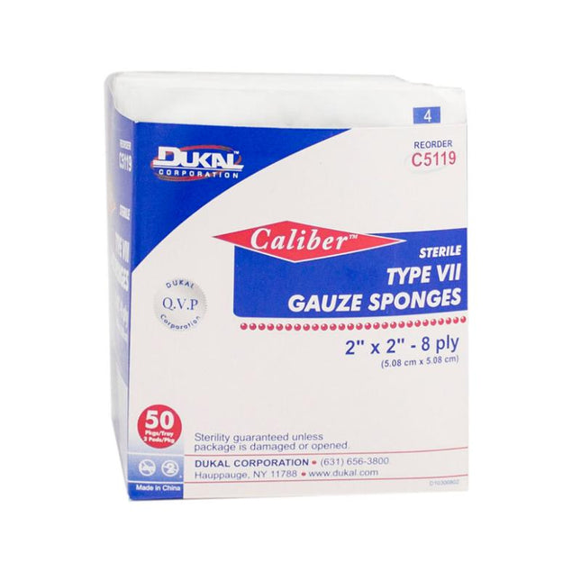 Dukal | Sterile Type VII Gauze Sponges 2" x 2" 8-Ply | C5119