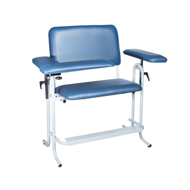 Dukal | Blood Draw Chair, Tall, Wide, Upholstered, with Flip Arm, Blue | 4386X-F