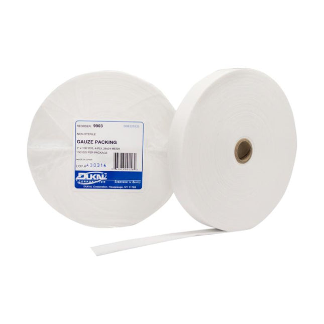 Dukal | Non-Sterile Gauze Packing Roll 1" x 100 yd 4-Ply | 9903