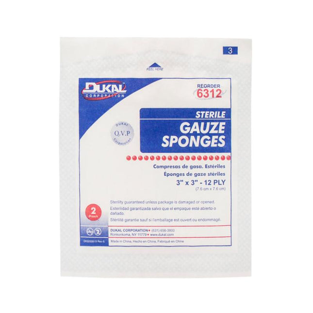 Dukal | Sterile Gauze Sponges 3" x 3" 12-Ply | 6312