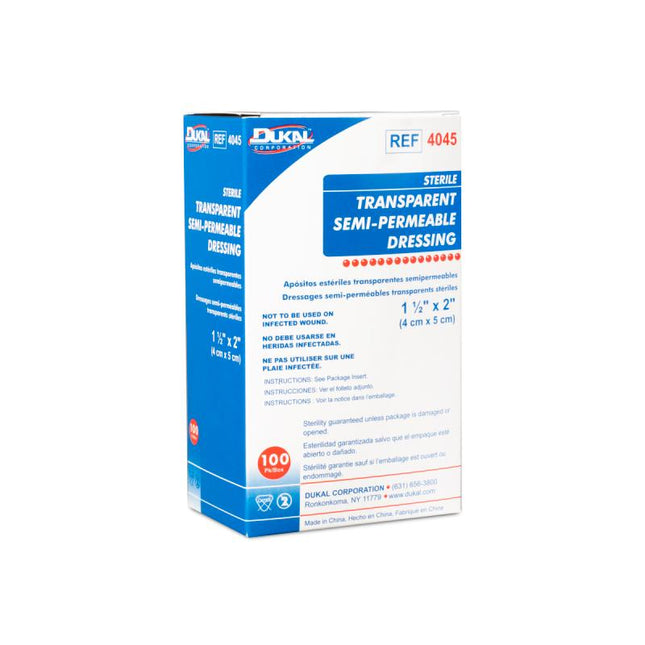 Dukal | Sterile Transparent Semi-Permeable Dressing 1.5" x 2" | 4045