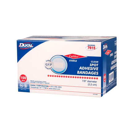Sheer Adhesive Bandages Spot 7/8 | 7615 | | Adhesive Bandages, Clear Bandages, Plastic Bandages, Sheer | Dukal | SurgiMac