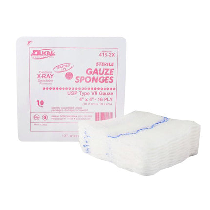 Sterile X-Ray Detectable Type VII Gauze Sponges 4" x 4" 16-Ply