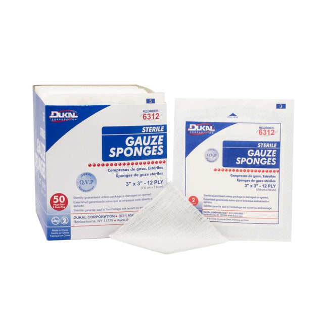 Dukal | Sterile Gauze Sponges 3" x 3" 12-Ply | 6312