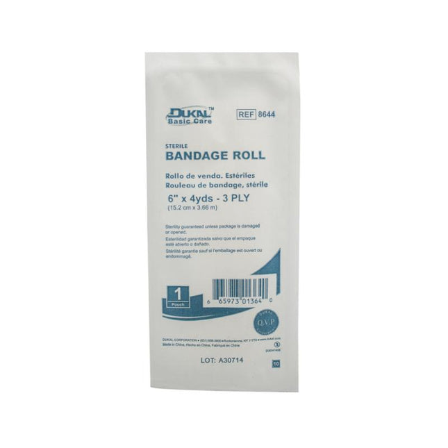 Dukal | Sterile Basic Care Fluff Bandage Roll 6" x 4 yd 3-Ply | 8644