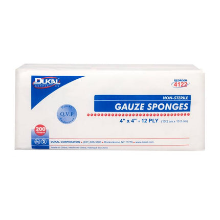 Non-Sterile Gauze Sponges 4" x 4" 12-Ply | Dukal | SurgiMac