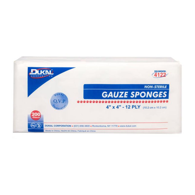 Dukal | Non-Sterile Gauze Sponges 4" x 4" 12-Ply | 4122